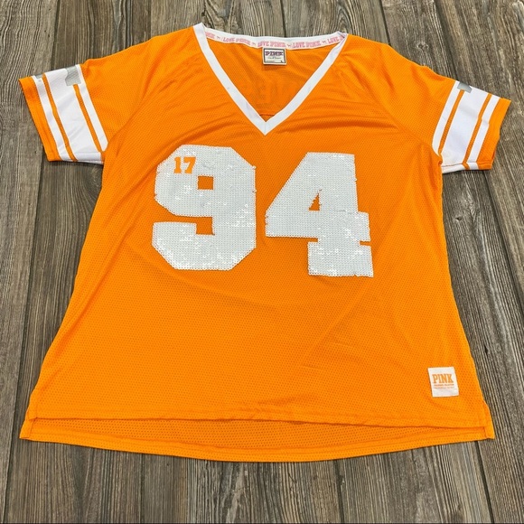 PINK Victoria's Secret Tops - PINK Victoria’s Secret Jersey Tennessee Vols Sequin Large Football 94